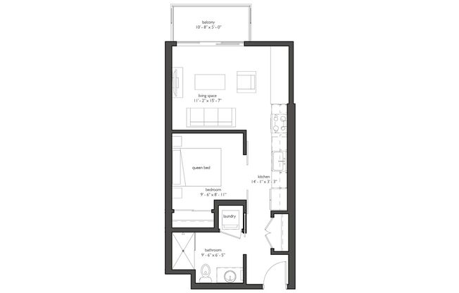1 bed, 1 bath, 536 sqft, $1,318, Unit 218