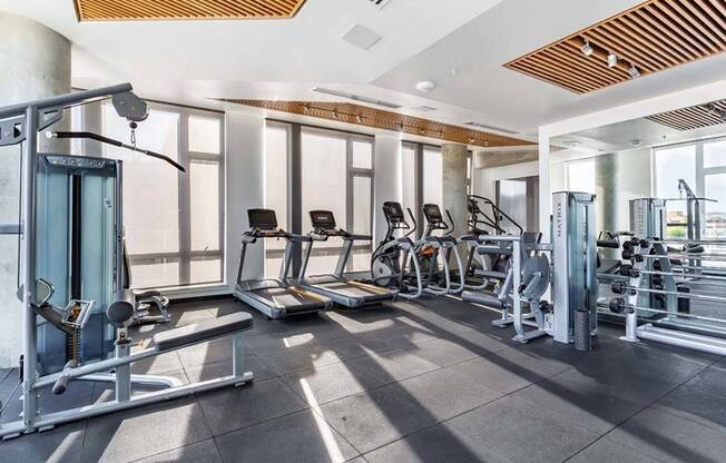 Club-quality fitness equipment including weight and cardio stations