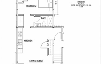 1 bed, 1 bath, 465 sqft, $1,225, Unit Apt 215