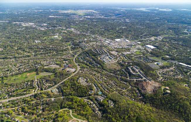 a view of the city from the air