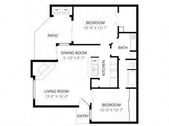 2 beds, 1 bath, 827 sqft, $1,100
