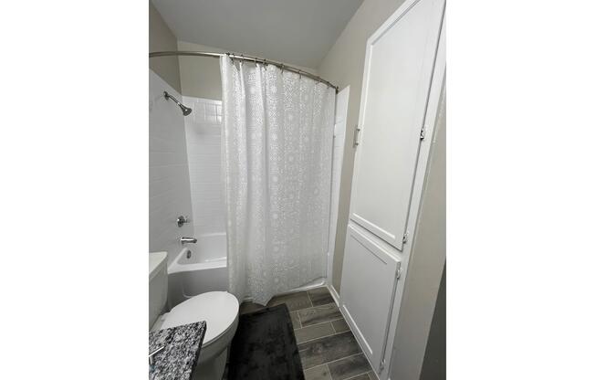 a shower curtain