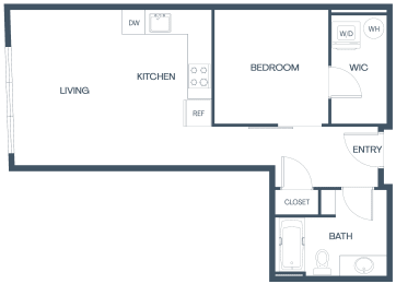 1 bed, 1 bath, 627 sqft, $2,110