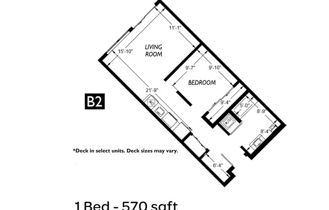 1 bed, 1 bath, 570 sqft, $2,295, Unit 419