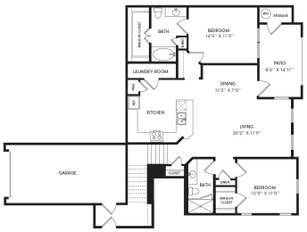 2 beds, 2 baths, 1,285 sqft, $1,562