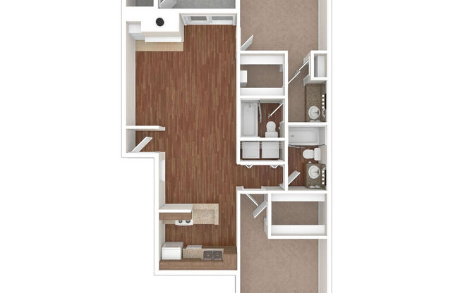 2 beds, 2 baths, 1,036 sqft, $1,295