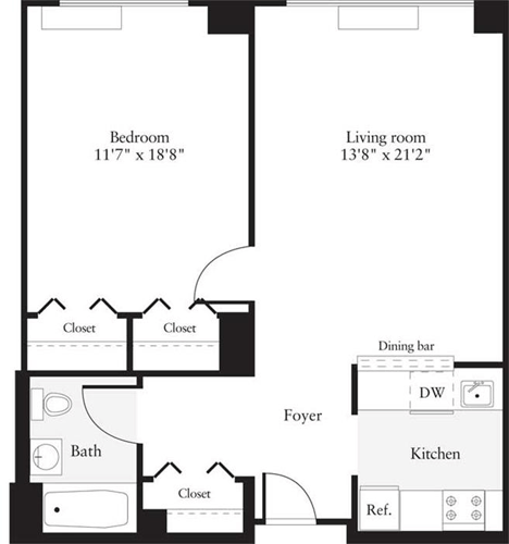 1 bed, 1 bath, 754 sqft, $3,576, Unit 1117