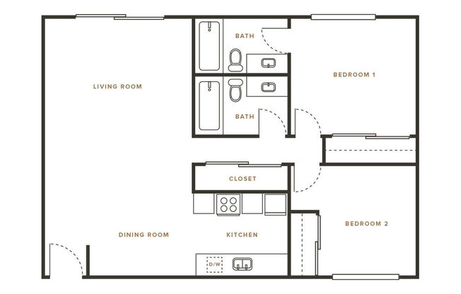 2 beds, 2 baths, 1,000 sqft, $2,800