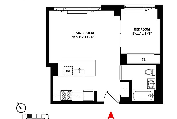 1 bed, 1 bath, 510 sqft, $3,850, Unit 17F