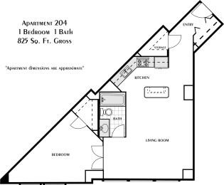 1 bed, 1 bath, 825 sqft, $1,825