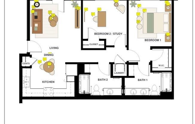 2 beds, 2 baths, 907 sqft, $1,518