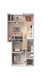 2 beds, 1 bath, 859 sqft, $1,370