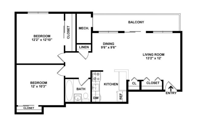 2 beds, 1 bath, 854 sqft, $1,619