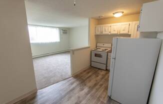This is a photo of the kitchen in the 545 square foot 1 bedroom, 1 bath apartment at Lisa Ridge Apartments in the Westwood neighborhood of Cincinnati, Ohio.