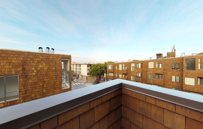 a view of the rooftops from the roof terrace