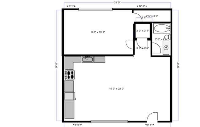 1 bed, 1 bath, 376 sqft, $1,267, Unit 213