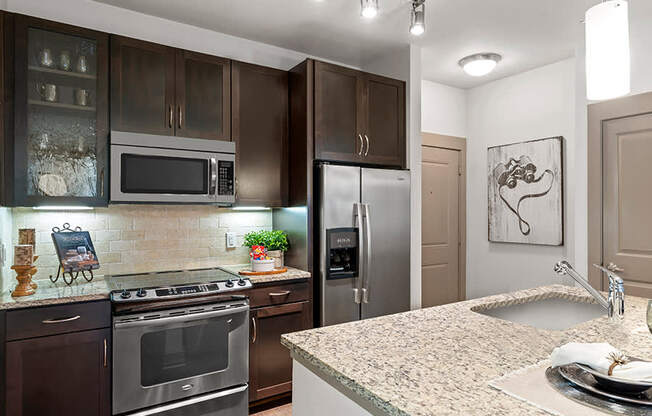 StoneLedge Apartments - Custom 42" Maple Cabinetry - Downtown Grapevine TX Apartments