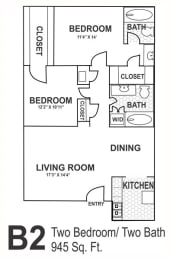 Floor Plan 2 Bedroom/2 Bath