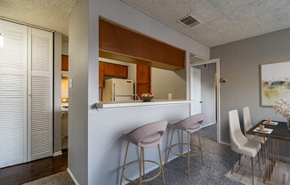 Kitchen with Breakfast bar in apartment