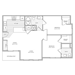 2 beds, 2 baths, 998 sqft, $2,017