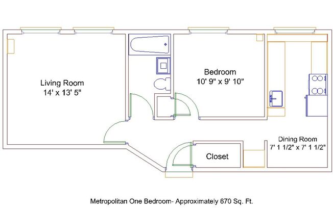 1 bed, 1 bath, 670 sqft, $1,549, Unit 203
