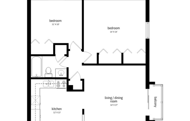 2 beds, 1 bath, 873 sqft, $1,600, Unit 8111-15