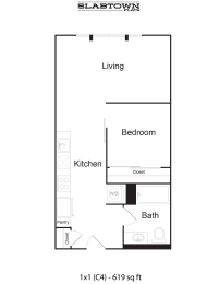 1 bed, 1 bath, 619 sqft, $1,699