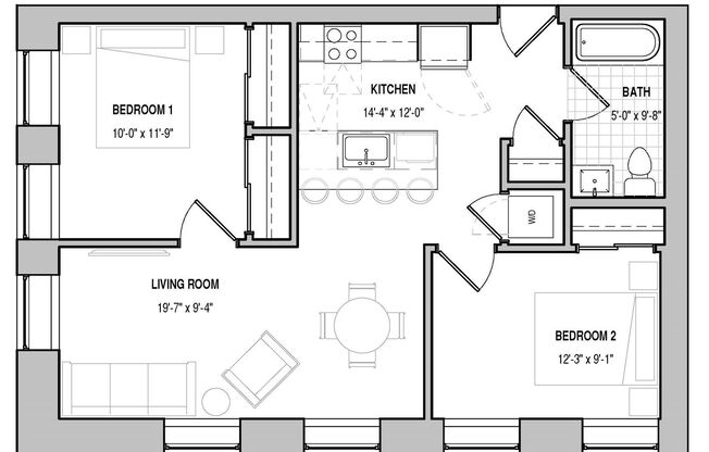 2 beds, 1 bath, 838 sqft, $2,895, Unit 312