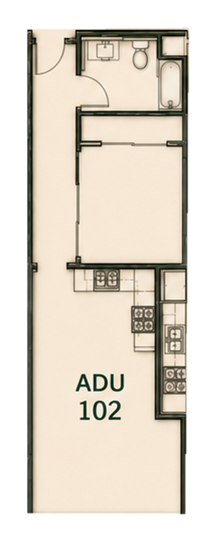 1 bed, 1 bath, 611 sqft, $2,595, Unit 102