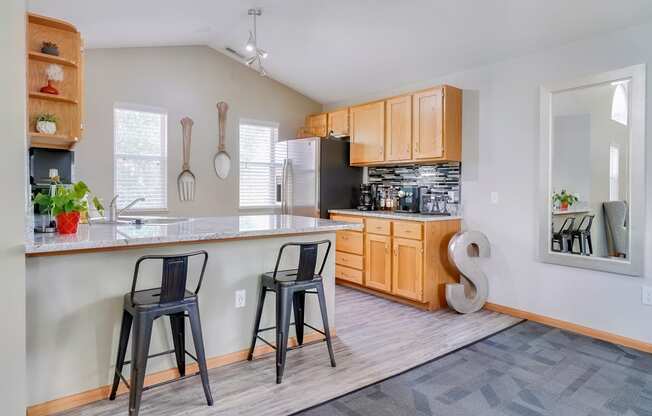 Full sized shared kitchen in the clubhouse at Skyline View