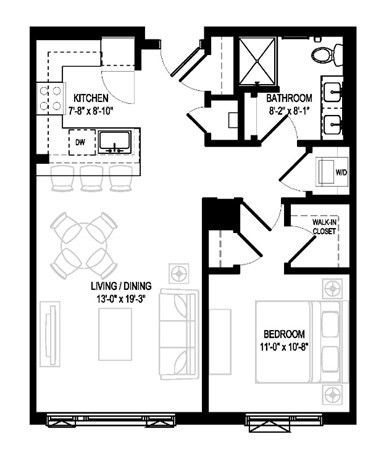 1 bed, 1 bath, 764 sqft, $3,150, Unit 505