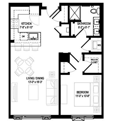 1 bed, 1 bath, 764 sqft, $3,150, Unit 505