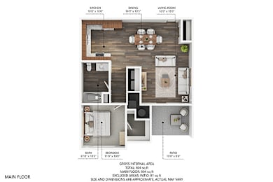 Studio, 804 sqft, $1,276