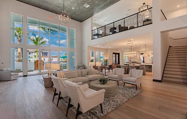 Modern farmhouse two-story clubhouse at The Harrison in Sarasota, FL 34243