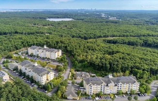 Lynnfield Commons Aerial of reservation, property, and boston in background