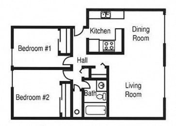 2 beds, 1 bath, 930 sqft, $1,674