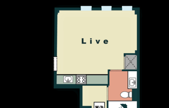 Studio, 1 bath, 460 sqft, $1,300, Unit 159-609