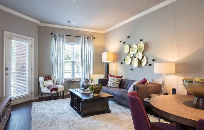 Light-filled living room in apartment - Greenwood Reserve | Kansas City Apartments