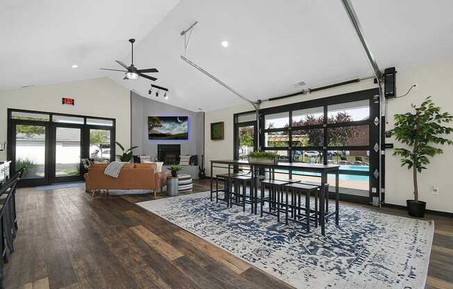 the reserve at bucklin hill clubhouse living room and dining area