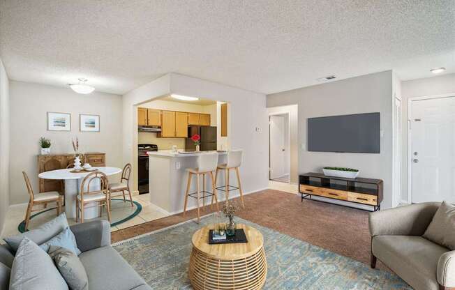 Spacious Living Area with Carpet