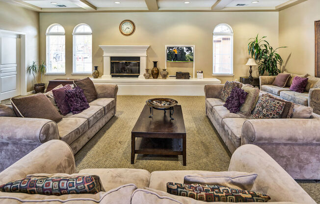 a living room with couches and a coffee table  at Falcon Bridge at Gale Ranch, California, 94582