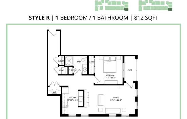 1 bed, 1 bath, 812 sqft, $1,335, Unit 301