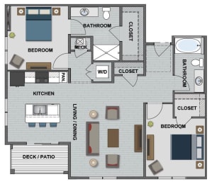2 beds, 2 baths, 1,099 sqft, $1,705