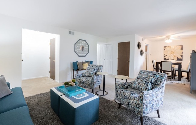 Living room in a 2 bedroom apartment at University Park Apartments
