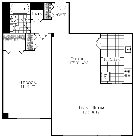 1 bed, 1 bath, 840 sqft, $2,730, Unit 3U
