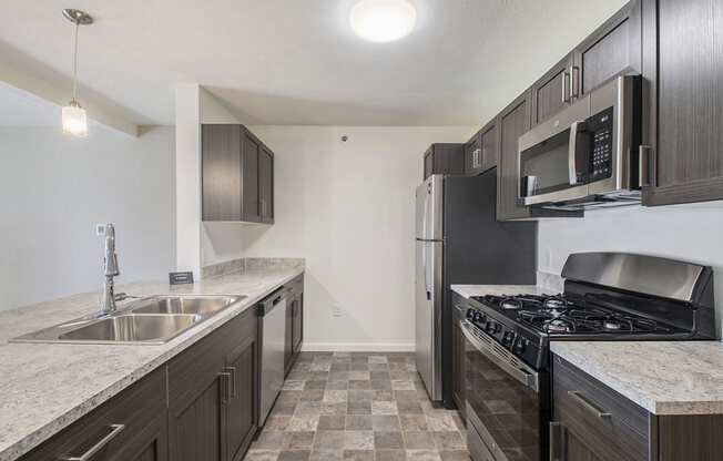 kitchen with stainless steel appliances at Andover Pointe Apartment Homes, NE, 68138