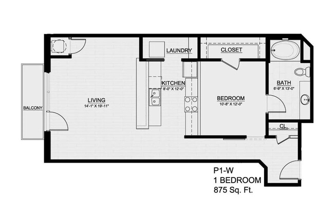 1 bed, 1 bath, 875 sqft, $1,429