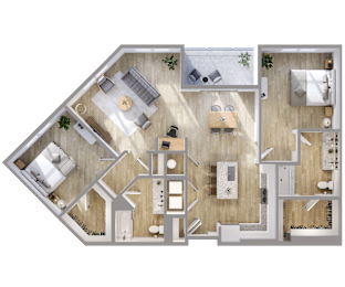 2 beds, 2 baths, 1,385 sqft, $2,980