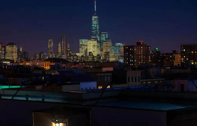 City View In Night at Grand Adams Apartment Owner LLC, Hoboken, New Jersey