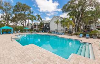 the swimming pool at the preserve at polk apartments